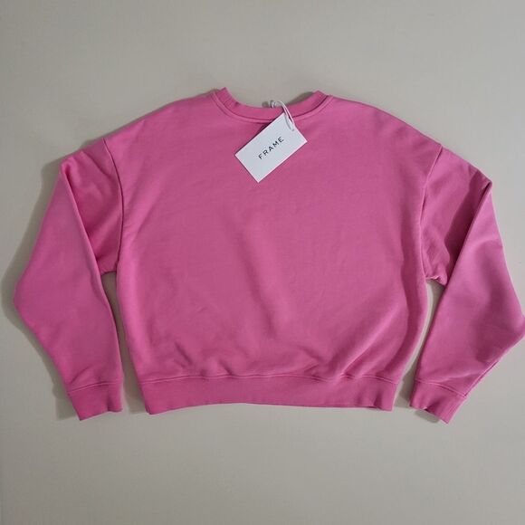 Frame Denim Oversized Crew Hot Pink Long Sleeve Sweatshirt - Picture 16 of 16